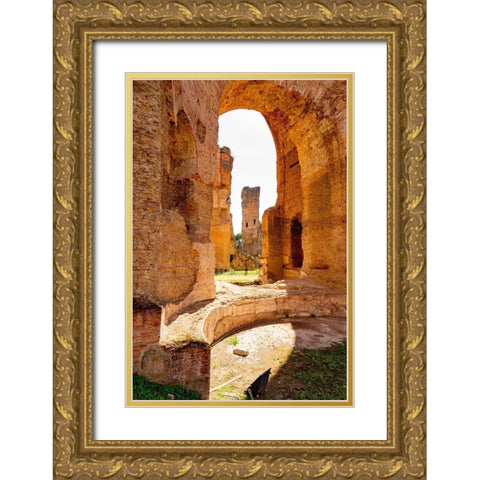 Italy-Rome Baths of Caracalla-where water supplied by new branch of Aqua Marcia  Gold Ornate Wood Framed Art Print with Double Matting by Jones, Alison