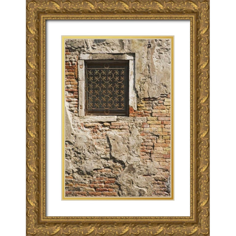 Italy, Venice Ornate metalwork window Gold Ornate Wood Framed Art Print with Double Matting by Flaherty, Dennis
