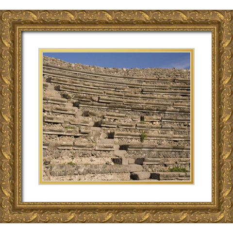 Italy, Campania, Pompeii Small Theater seating Gold Ornate Wood Framed Art Print with Double Matting by Kaveney, Wendy