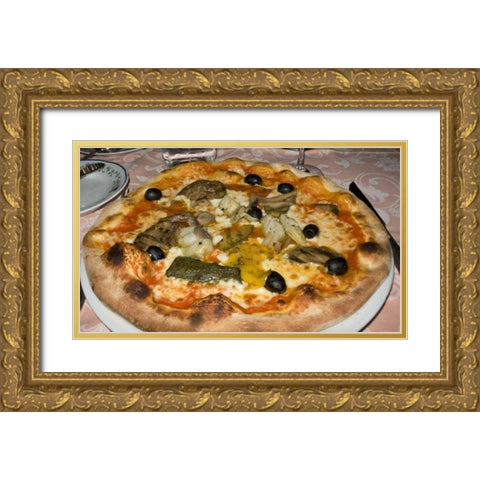 Italy, Camogli Neopolitan pizza with vegetables Gold Ornate Wood Framed Art Print with Double Matting by Kaveney, Wendy