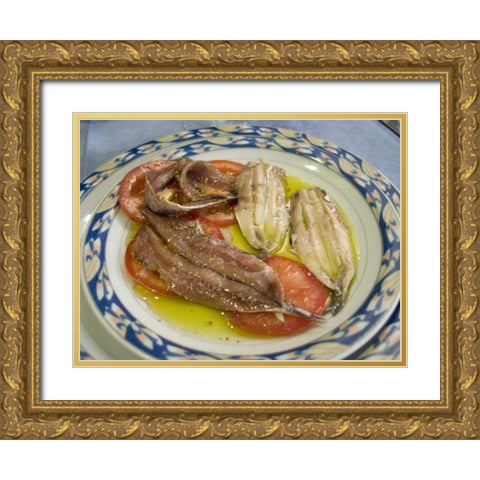 Italy, Camogli Plate of anchovies Gold Ornate Wood Framed Art Print with Double Matting by Kaveney, Wendy