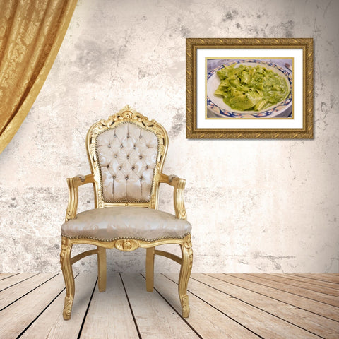 Italy, Camogli Plate of pasta with pesto sauce Gold Ornate Wood Framed Art Print with Double Matting by Kaveney, Wendy