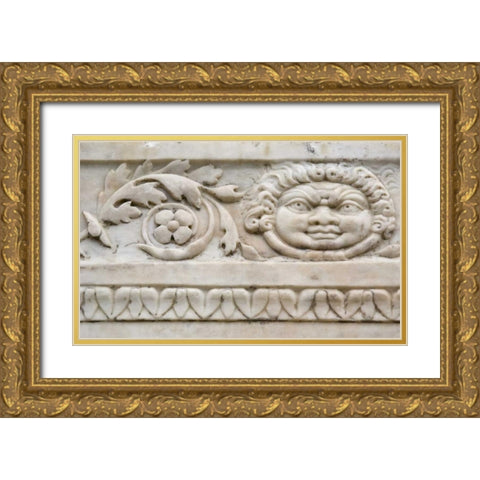 Italy, Campania, Herculaneum Details of carvings Gold Ornate Wood Framed Art Print with Double Matting by Kaveney, Wendy