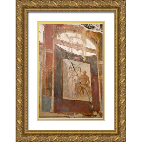 Italy, Campania Fresco in the Hall of Augustals Gold Ornate Wood Framed Art Print with Double Matting by Kaveney, Wendy