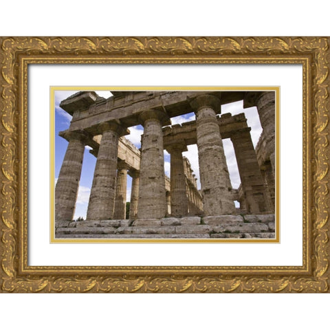 Italy, Campania, Paestum Temple of Neptune Gold Ornate Wood Framed Art Print with Double Matting by Kaveney, Wendy