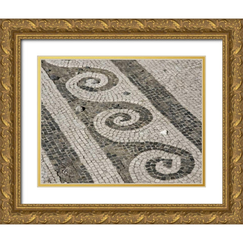 Italy, Campania, Pompeii Mosaic floor patterns Gold Ornate Wood Framed Art Print with Double Matting by Kaveney, Wendy