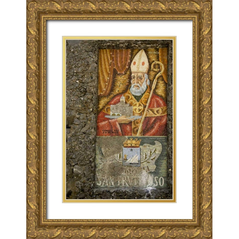 Italy, San Fruttuoso Religious wall mosaic Gold Ornate Wood Framed Art Print with Double Matting by Kaveney, Wendy