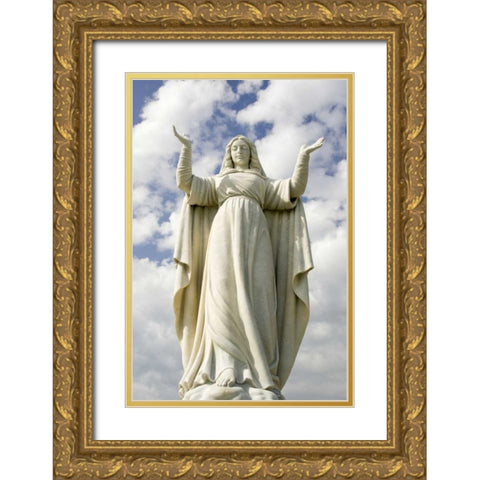 Italy, A statue of Santa Margherita Gold Ornate Wood Framed Art Print with Double Matting by Kaveney, Wendy