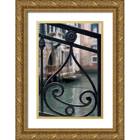 Italy, Venice Stair railing metalwork design Gold Ornate Wood Framed Art Print with Double Matting by Young, Bill