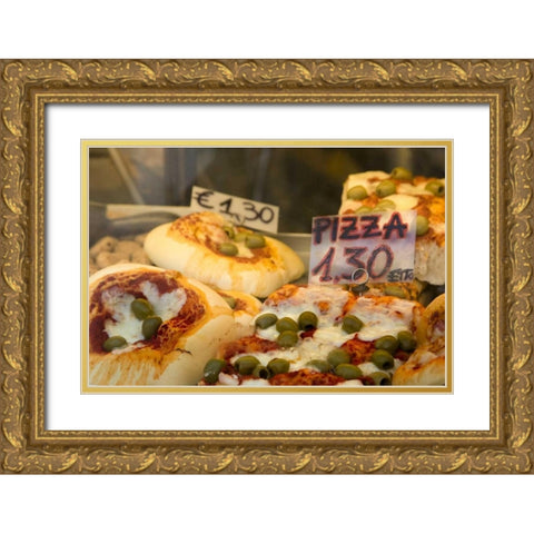 Italy, Venice Pizza slices for sale Gold Ornate Wood Framed Art Print with Double Matting by Kaveney, Wendy