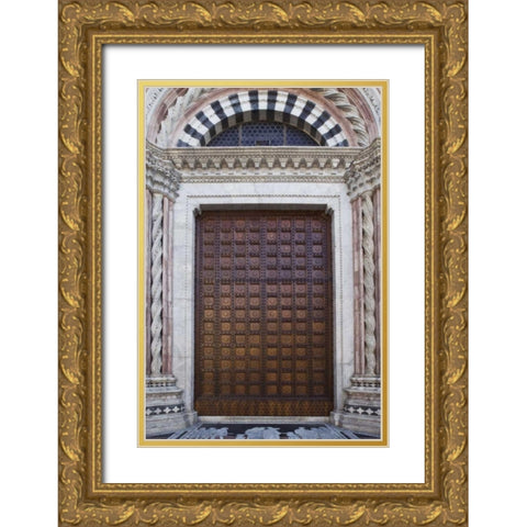 Italy, Tuscany, Siena Front door to the Duomo Gold Ornate Wood Framed Art Print with Double Matting by Flaherty, Dennis