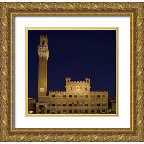 Italy, Tuscany, Sienna Torre del Mangia Gold Ornate Wood Framed Art Print with Double Matting by Kaveney, Wendy