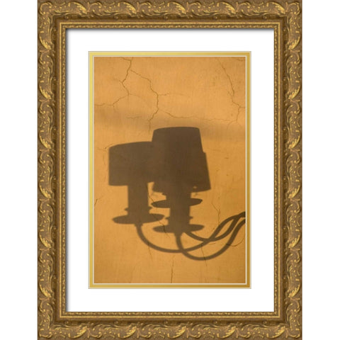 Italy, Venice Shadows of a lamp on a yellow wall Gold Ornate Wood Framed Art Print with Double Matting by Kaveney, Wendy