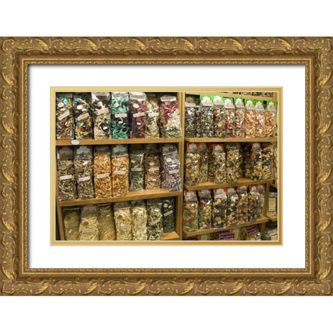 Italy, Venice Store shelves filled with pastas Gold Ornate Wood Framed Art Print with Double Matting by Kaveney, Wendy
