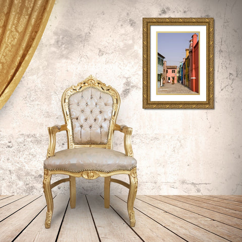 Italy, Venice, Burano A typical street scene Gold Ornate Wood Framed Art Print with Double Matting by Kaveney, Wendy