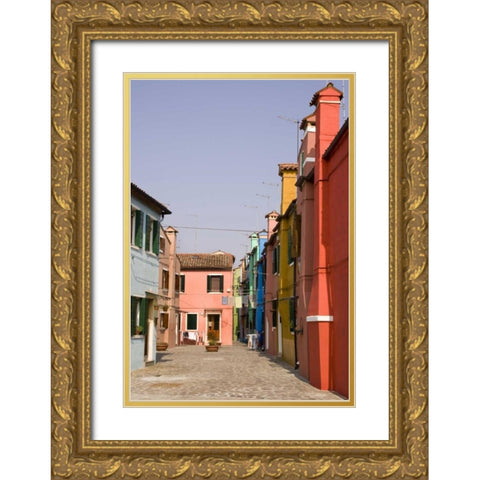 Italy, Venice, Burano A typical street scene Gold Ornate Wood Framed Art Print with Double Matting by Kaveney, Wendy