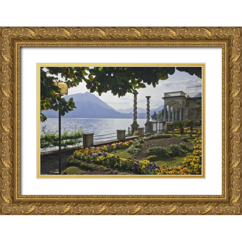Italy, Varenna A villa on shore of Lake Como Gold Ornate Wood Framed Art Print with Double Matting by Flaherty, Dennis