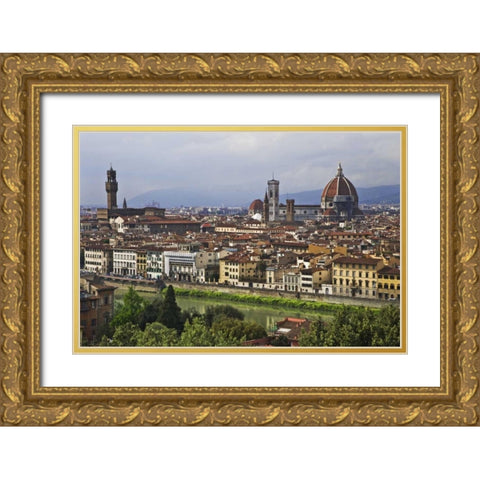 Italy, Florence City as seen from the overlook Gold Ornate Wood Framed Art Print with Double Matting by Flaherty, Dennis