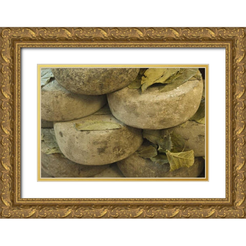 Italy, Tuscany, Pienza Cheese being seasoned Gold Ornate Wood Framed Art Print with Double Matting by Flaherty, Dennis