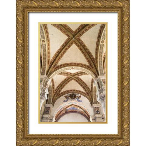 Italy, Pienza Cathedral of Santa Maria Assunta Gold Ornate Wood Framed Art Print with Double Matting by Flaherty, Dennis