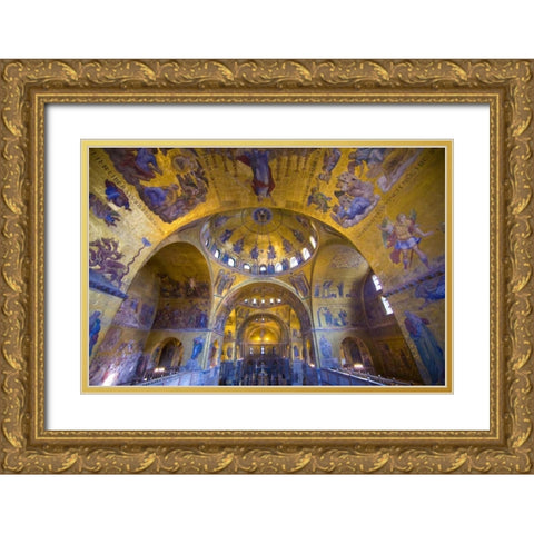 Italy, Venice Interior of St Marks Cathedral Gold Ornate Wood Framed Art Print with Double Matting by Zuckerman, Jim