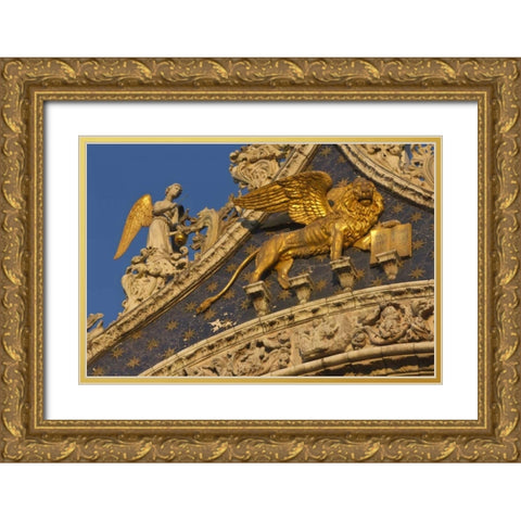 Italy, Venice Lion on San Marco Basilica Gold Ornate Wood Framed Art Print with Double Matting by Young, Bill