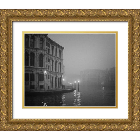 Italy, Venice Building with Grand Canal Gold Ornate Wood Framed Art Print with Double Matting by Young, Bill