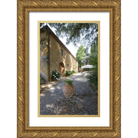 Italy, Tuscany, Petroio Typical Tuscan farmhouse Gold Ornate Wood Framed Art Print with Double Matting by Delisle, Gilles