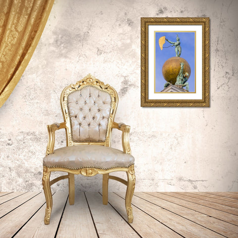 Italy, Venice Fortune statue on top a roof Gold Ornate Wood Framed Art Print with Double Matting by Delisle, Gilles