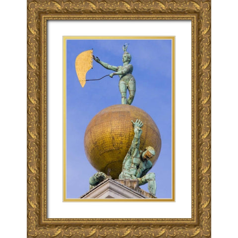Italy, Venice Fortune statue on top a roof Gold Ornate Wood Framed Art Print with Double Matting by Delisle, Gilles