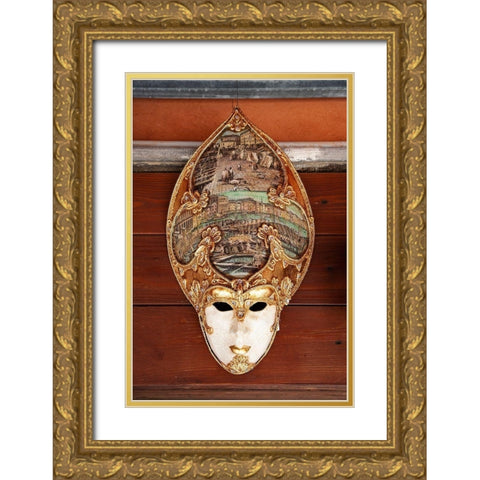 Italy-Venice Carnival mask on display Gold Ornate Wood Framed Art Print with Double Matting by Jaynes Gallery