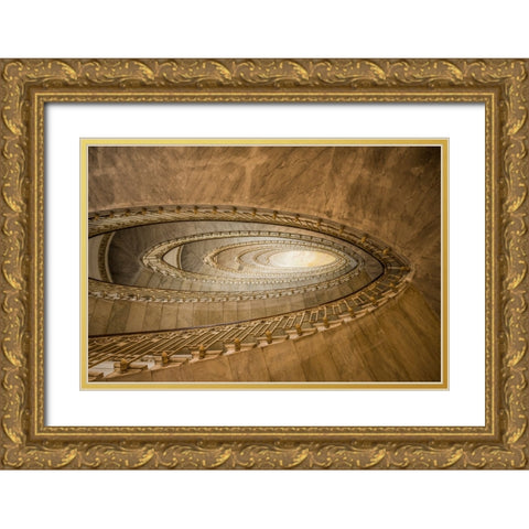 Europe-Italy-Naples-Abstract of spiral staircase Gold Ornate Wood Framed Art Print with Double Matting by Jaynes Gallery