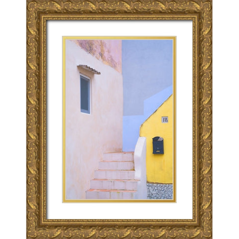 Europe-Italy-Procida-Exterior of house and stairway Gold Ornate Wood Framed Art Print with Double Matting by Jaynes Gallery