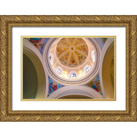Europe-Italy-Procida-Interior dome of Santuario S-Maria delle Grazie Incornata church Gold Ornate Wood Framed Art Print with Double Matting by Jaynes Gallery