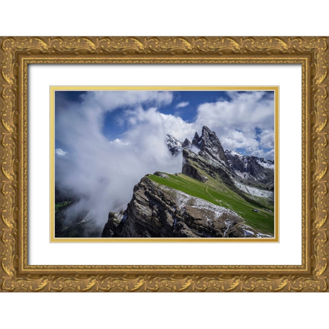 Europe-Italy-South Tyrol-Landscape with Dolomite Mountains Gold Ornate Wood Framed Art Print with Double Matting by Jaynes Gallery