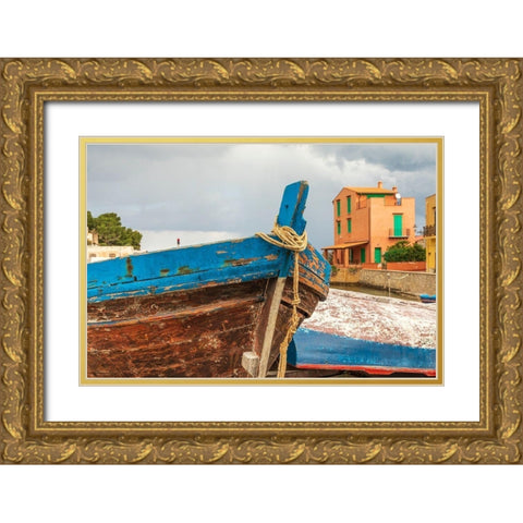 Palermo Province-Santa Flavia Small fishing boats in the fishing village of Santa Flavia Gold Ornate Wood Framed Art Print with Double Matting by Wilson, Emily