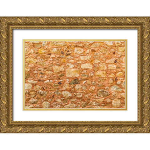 Messina Province-Caronia Stone wall in the medieval hilltop village of Caronia Gold Ornate Wood Framed Art Print with Double Matting by Wilson, Emily