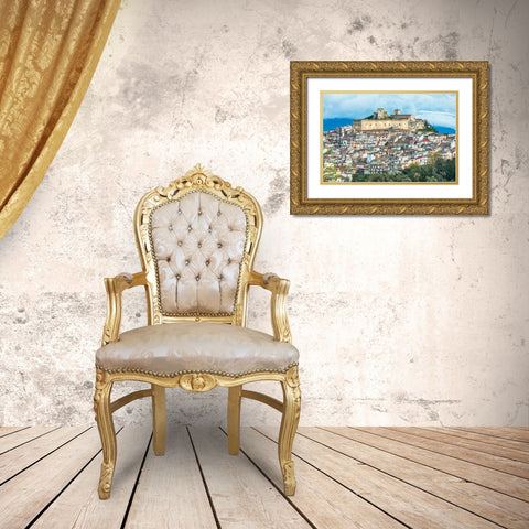 Messina Province-Montalbano Elicona The castle above the medieval hill town of Montalbano Elicona Gold Ornate Wood Framed Art Print with Double Matting by Wilson, Emily