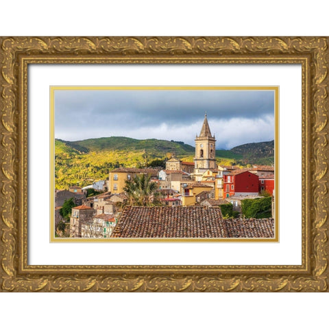 Messina Province-Novara di Sicilia The medieval hill town of Novara di Sicilia Gold Ornate Wood Framed Art Print with Double Matting by Wilson, Emily