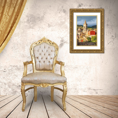 Messina Province-Novara di Sicilia The medieval hill town of Novara di Sicilia Gold Ornate Wood Framed Art Print with Double Matting by Wilson, Emily
