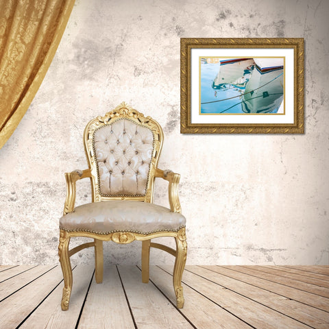 Agrigento Province-Sciacca Reflection of fishing boats in the harbor of Sciacca Gold Ornate Wood Framed Art Print with Double Matting by Wilson, Emily