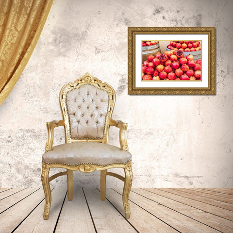 Trapani Province-Trapani Pomegranates for sale at the market in Trapani Gold Ornate Wood Framed Art Print with Double Matting by Wilson, Emily