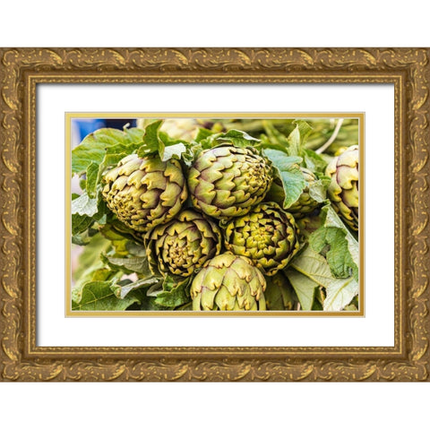 Trapani Province-Trapani Artichokes for sale at the market in Trapani Gold Ornate Wood Framed Art Print with Double Matting by Wilson, Emily