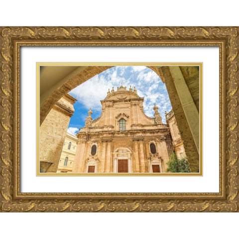 Italy-Apulia-Metropolitan City of Bari-Monopoli Exterior faÃ§ade Gold Ornate Wood Framed Art Print with Double Matting by Wilson, Emily