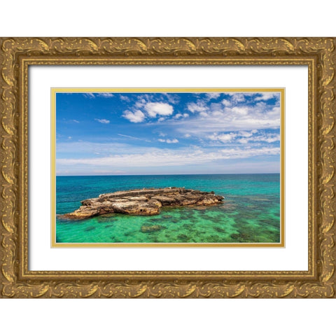 Italy-Apulia-Metropolitan City of Bari-Monopoli Porta Vecchia (Old Port) Gold Ornate Wood Framed Art Print with Double Matting by Wilson, Emily