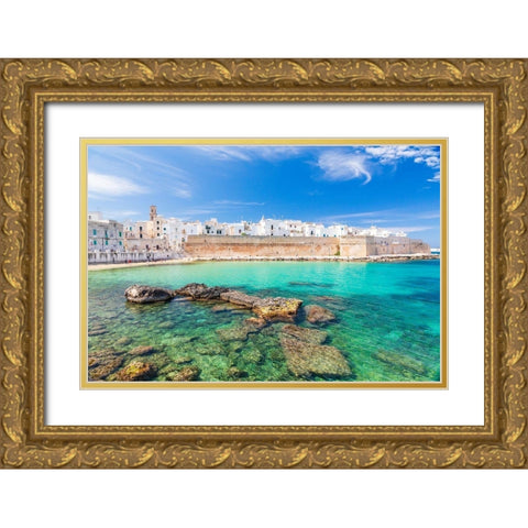 Italy-Apulia-Metropolitan City of Bari-Monopoli Porta Vecchia (Old Port) Gold Ornate Wood Framed Art Print with Double Matting by Wilson, Emily
