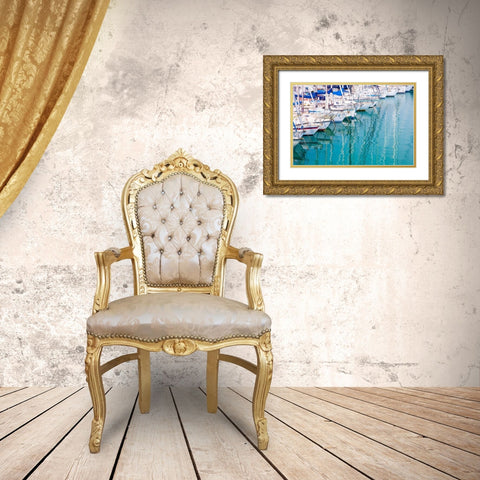 White sailboats in blue water Gold Ornate Wood Framed Art Print with Double Matting by Wilson, Emily