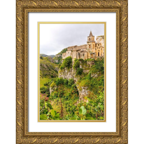 Italy-Basilicata-Province of Matera-Matera Ravine of Torrente Gravina Gold Ornate Wood Framed Art Print with Double Matting by Wilson, Emily
