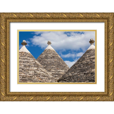 Italy-Apulia-Metropolitan City of Bari-Alberobello Trulli houses Gold Ornate Wood Framed Art Print with Double Matting by Wilson, Emily