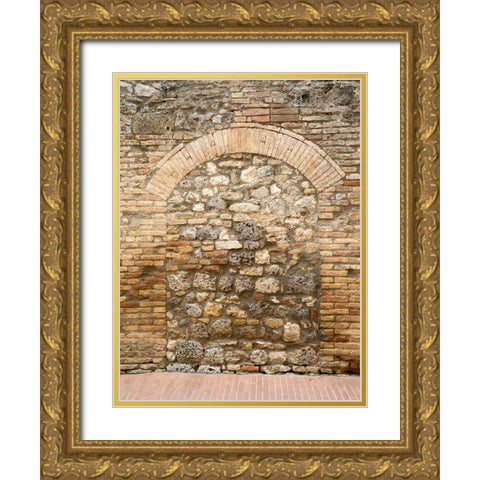 Italy-Chianti Old doorway that has been closed off with stone in the town of San Gimignano Gold Ornate Wood Framed Art Print with Double Matting by Eggers, Julie